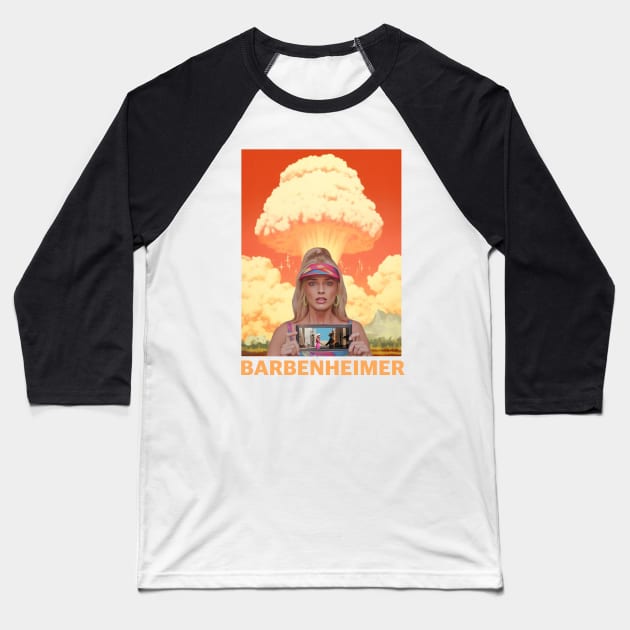 Barbie x Oppenheimer // Barbenheimer Baseball T-Shirt by Indranunik